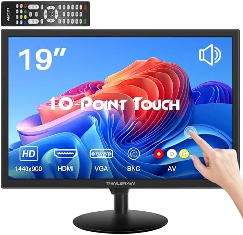 Thinlerain 19" Touchscreen Monitor — 1440x900, 10-Point Multi-Touch, HDMI/VGA/AV/BNC/USB, POS