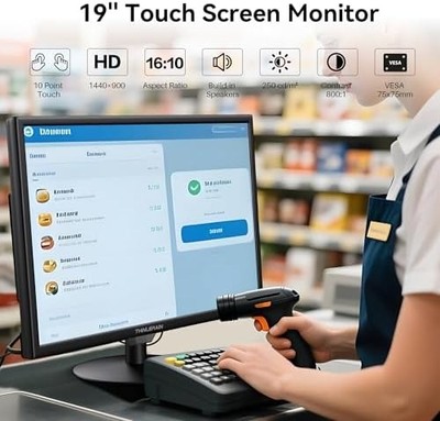 Thinlerain 19" Touchscreen Monitor — 1440x900, 10-Point Multi-Touch, HDMI/VGA/AV/BNC/USB, POS