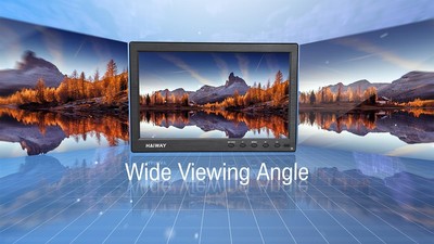 Haiway 10.1" Security Monitor — 1366x768, HDMI/VGA/BNC/USB, Built-in Speakers, Remote