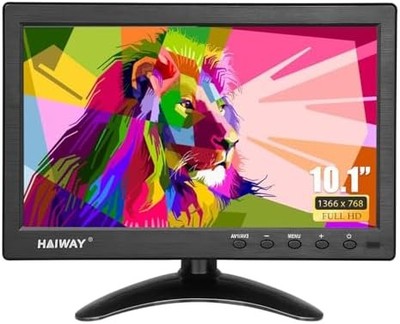 Haiway 10.1" Security Monitor — 1366x768, HDMI/VGA/BNC/USB, Built-in Speakers, Remote