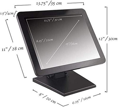 ANGEL POS 15" Capacitive Touchscreen Monitor — 4:3, True Flat, with Metal POS Stand