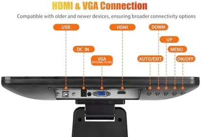 ANGEL POS 15" Capacitive Touchscreen Monitor — 4:3, True Flat, with Metal POS Stand