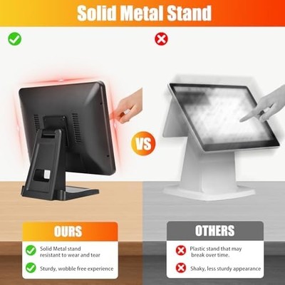 ANGEL POS 15" Capacitive Touchscreen Monitor — 4:3, True Flat, with Metal POS Stand