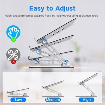 Gogoonike Adjustable Laptop Stand — Foldable Metal Riser, 10-15.6" Laptops
