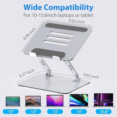 Gogoonike Adjustable Laptop Stand — Foldable Metal Riser, 10-15.6" Laptops