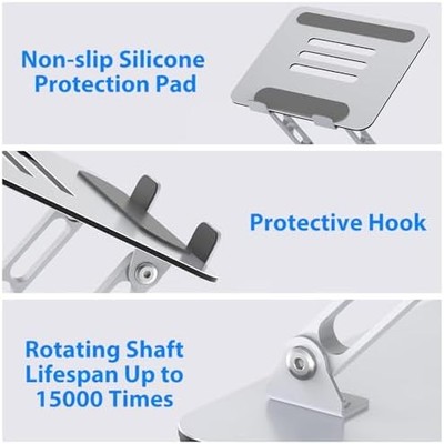 Gogoonike Adjustable Laptop Stand — Foldable Metal Riser, 10-15.6" Laptops