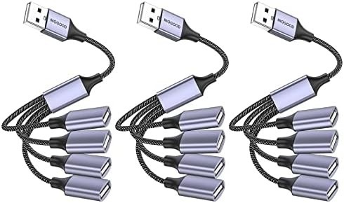 MOGOOD 4-in-1 USB Splitter Cable — 4-Port USB 2.0 Hub, 2-Pack