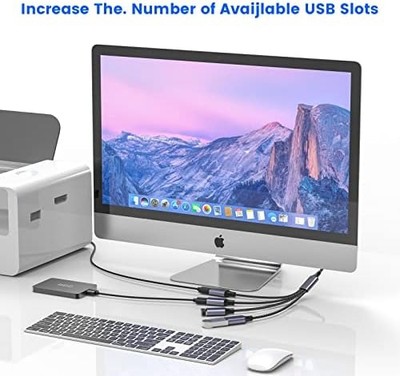 MOGOOD 4-in-1 USB Splitter Cable — 4-Port USB 2.0 Hub, 2-Pack