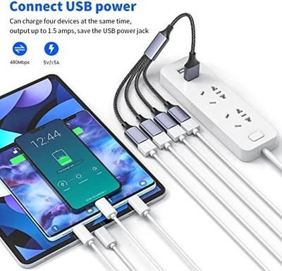 MOGOOD 4-in-1 USB Splitter Cable — 4-Port USB 2.0 Hub, 2-Pack