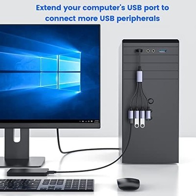 MOGOOD 4-in-1 USB Splitter Cable — 4-Port USB 2.0 Hub, 2-Pack