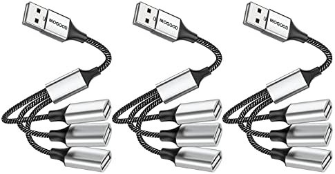 MOGOOD USB 1-to-3 Port Splitter Cable — Type A, 3-Pack