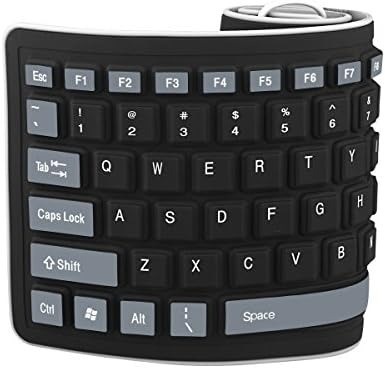 sungwoo Foldable Silicone Keyboard — USB Wired, Waterproof Rollup, Black/Grey