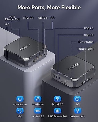 KAMRUI AK2 Plus Mini PC — Intel N100, 16GB RAM, 512GB SSD, Dual 4K