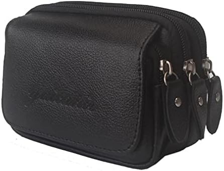 Leather Phone Waist Pack — Belt Holster Pouch, 3-Pocket, Outdoor Travel