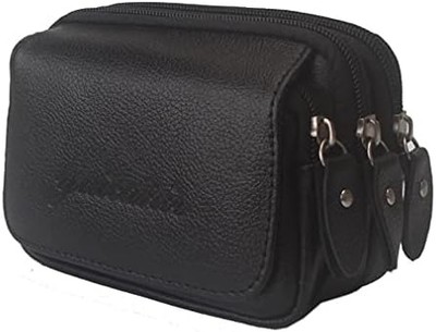 Leather Phone Waist Pack — Belt Holster Pouch, 3-Pocket, Outdoor Travel