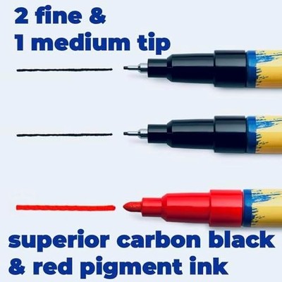 Alcohol & Chemical Resistant Markers — Fine Point, UV-Proof, 3-Pack