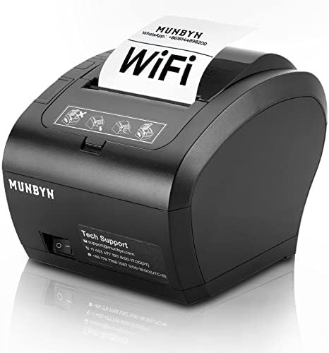 MUNBYN WiFi Thermal Receipt Printer — 80mm, USB/LAN/RS232, Cash Drawer Support