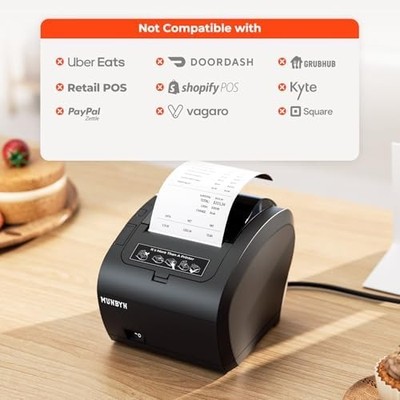 MUNBYN WiFi Thermal Receipt Printer — 80mm, USB/LAN/RS232, Cash Drawer Support