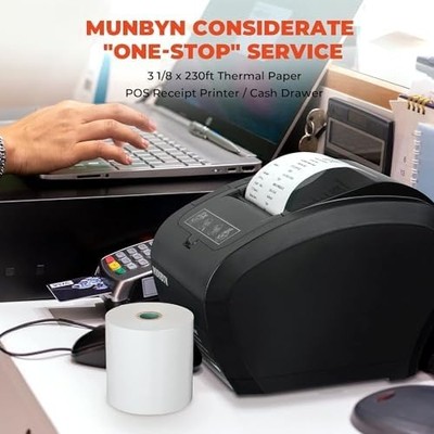 MUNBYN WiFi Thermal Receipt Printer — 80mm, USB/LAN/RS232, Cash Drawer Support