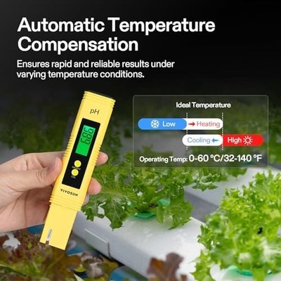 VIVOSUN Digital pH Meter — Pen Type, 0.01pH Accuracy, UL Certified