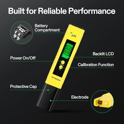 VIVOSUN Digital pH Meter — Pen Type, 0.01pH Accuracy, UL Certified