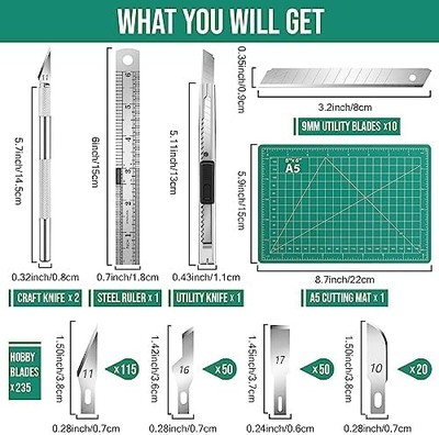 DIYSELF 250-Piece Exacto Knife Set — Precision Knife with A5 Cutting Mat