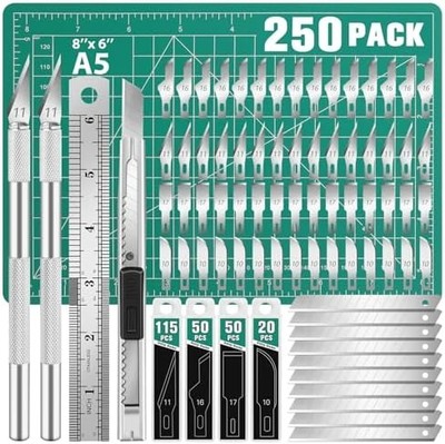 DIYSELF 250-Piece Exacto Knife Set — Precision Knife with A5 Cutting Mat