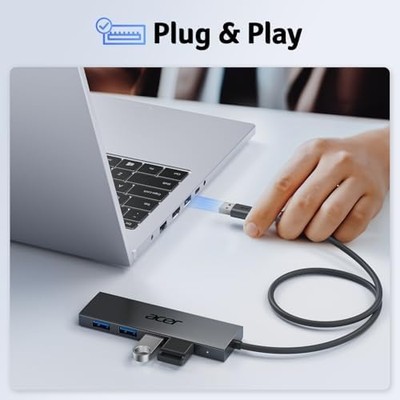 Acer USB Hub — 4-Port USB 3.0, Type-C Power Port
