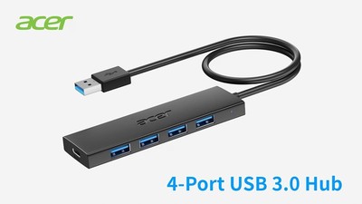 Acer USB Hub — 4-Port USB 3.0, Type-C Power Port