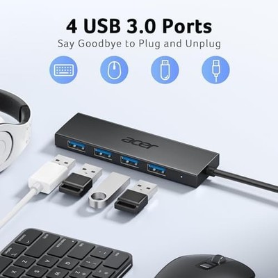 Acer USB Hub — 4-Port USB 3.0, Type-C Power Port
