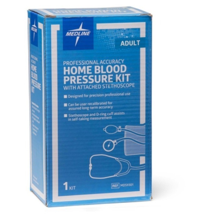 Blood Pressure Monitor with D-Ring Cuff and Attached Stethoscope