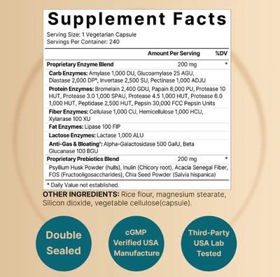 Digestive Enzymes with Prebiotics 400mg (30s)