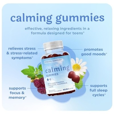Calm Gummies for Stress Relief| Theanine, Ashwagandha, GABA, Chamomile & Lemon Balm 5-in-1 Calm Sleep Gummies