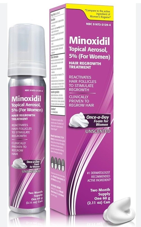 Minoxidil Topical Aerosol Foam, 5%, Hair Regrowth Treatment for Women