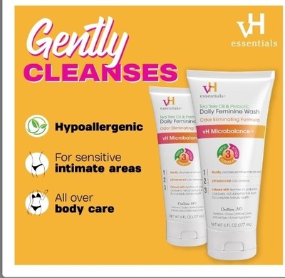 vH essentials, Ph Balanced Daily Feminine Wash, Tea Tree Oil & Prebiotic,