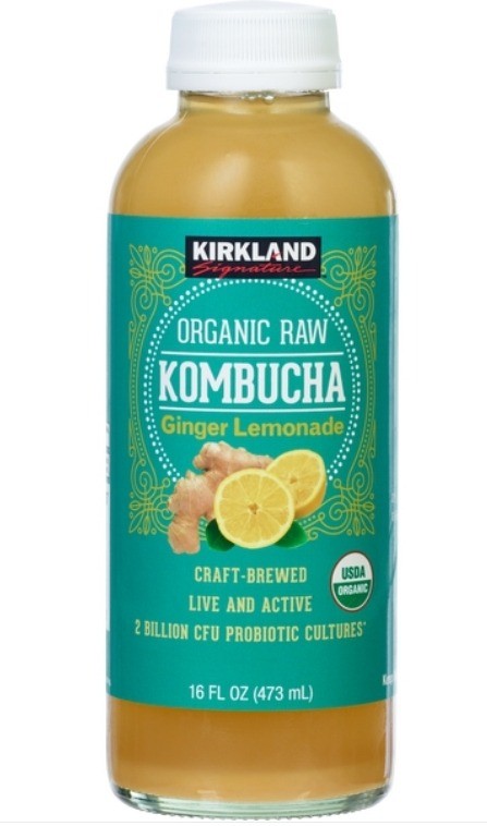 Kirkland Signature Organic Raw Kombucha, Ginger Lemonade, 16 fl oz, 8 ct