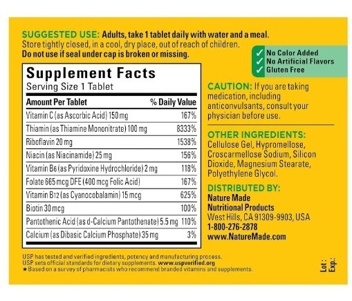 Nature Made Super B Complex with Vitamin C and Folic Acid (30s)