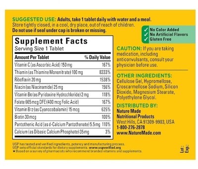 Nature Made Super B Complex with Vitamin C and Folic Acid (30s)