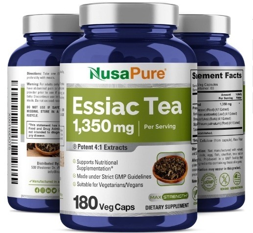 NusaPure Essiac Tea 1350 mg 180 Veggie Caps (30s)