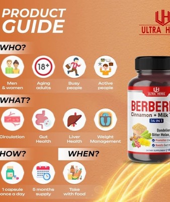 Ultraherb Berberine with Cinnamon, Milk Thistle (30s)