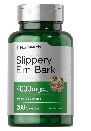Horbäach Slippery Elm Bark Capsules | 200 Count (30s)