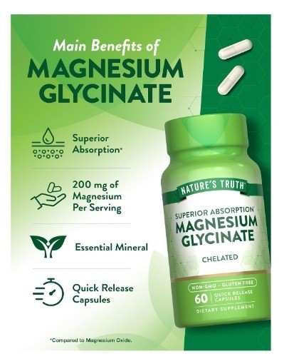 Nature's Truth Magnesium Glycinate Capsules | 200mg (30s)