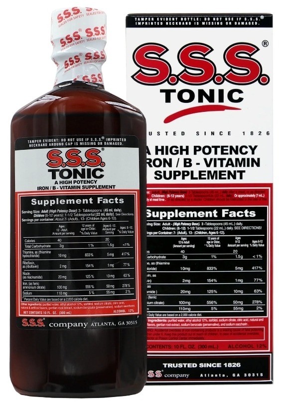S.S.S. Tonic, Iron and Vitamin B Liquid Supplement, 10 fl oz,