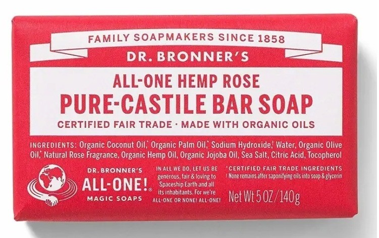 Dr. Bronner's All-One Hemp Rose Pure-Castile Bar Soap